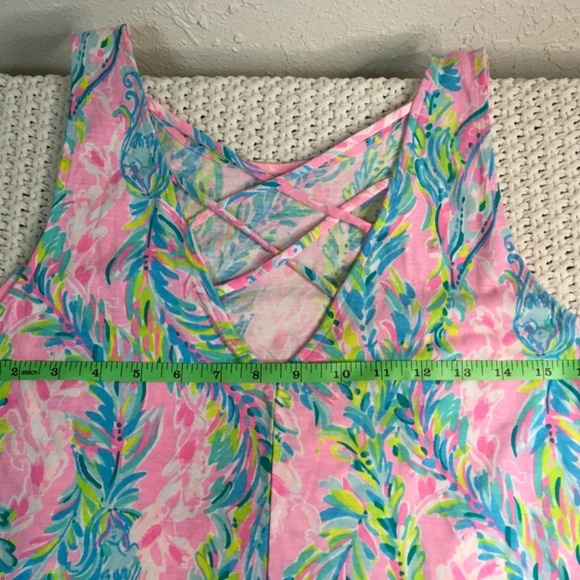 LILLY  PULITZER KRISTEN FLOUNCE RUFFLE BOTTOM SOFT DRESS, SIZE SMALL PINK/BLUE - Picture 4 of 5
